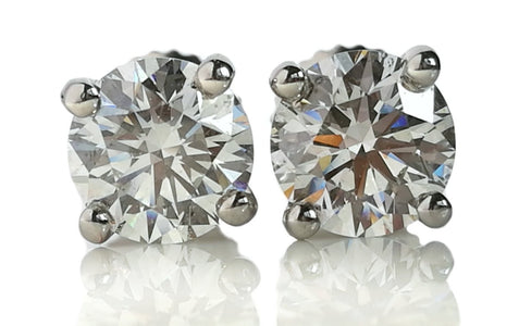 Tiffany & Co. 1.48tcw E/VS1/VS2 Round Brilliant Diamond Platinum Stud Earrings - Bloomsbury Manor Ltd