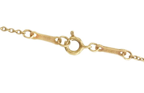 Tiffany & Co 15mm Elsa Peretti Open Heart Yellow Gold Pendant Necklace 16" - Bloomsbury Manor Ltd
