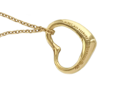 Tiffany & Co 15mm Elsa Peretti Open Heart Yellow Gold Pendant Necklace 16" - Bloomsbury Manor Ltd