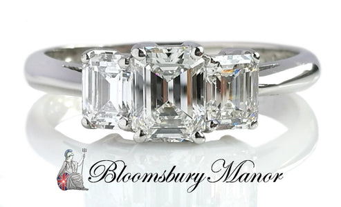 Tiffany & Co. 1.70tcw F/VVS2/VS1 Emerald Cut 3 - Stone Diamond Engagement Ring - Bloomsbury Manor Ltd