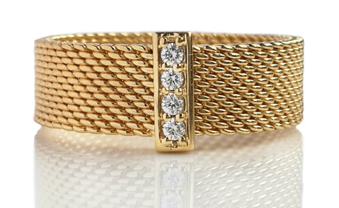 Tiffany & Co. 18k Yellow Gold & Diamond Somerset Ring, Size R / 8.75 - Bloomsbury Manor Ltd