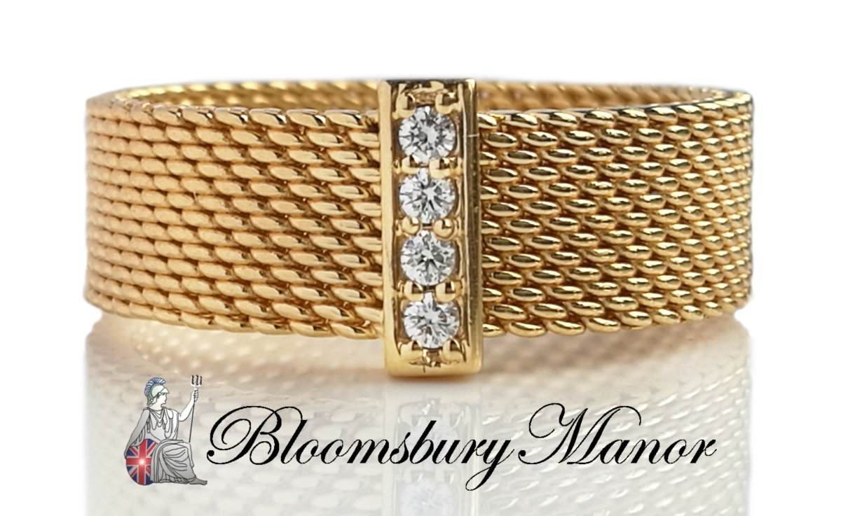 Tiffany & Co. 18k Yellow Gold & Diamond Somerset Ring, Size R / 8.75 - Bloomsbury Manor Ltd