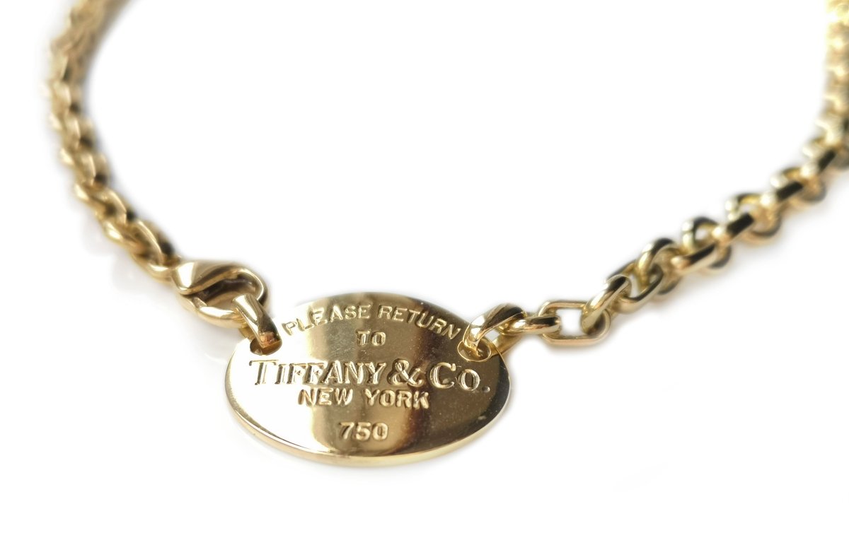 Tiffany & Co. 18K Yellow Gold Oval Return To Necklace 15.5" RRP £8350 - Bloomsbury Manor Ltd