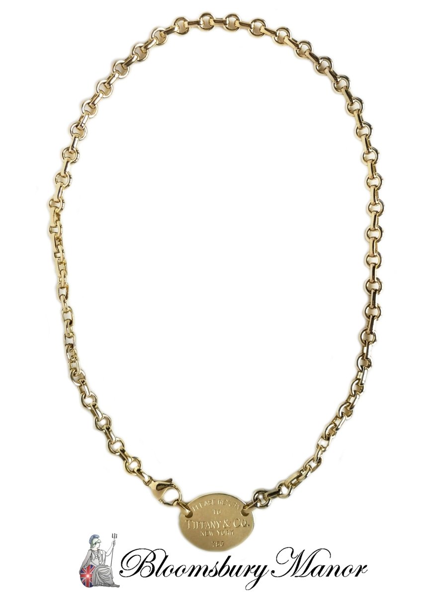 Tiffany & Co. 18K Yellow Gold Oval Return To Necklace 15.5" RRP £8350 - Bloomsbury Manor Ltd
