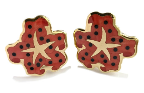 Tiffany & Co 1970s Angela Cummings Starfish Earrings Coral Onyx - Bloomsbury Manor Ltd