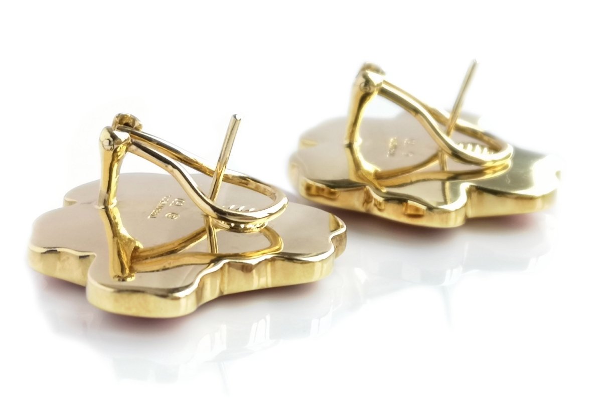 Tiffany & Co 1970s Angela Cummings Starfish Earrings Coral Onyx - Bloomsbury Manor Ltd