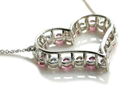 Tiffany & Co Large Hearts Diamond Pink Sapphire Pendant Necklace - Bloomsbury Manor Ltd