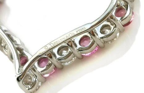 Tiffany & Co Large Hearts Diamond Pink Sapphire Pendant Necklace - Bloomsbury Manor Ltd