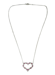 Tiffany & Co Large Hearts Diamond Pink Sapphire Pendant Necklace - Bloomsbury Manor Ltd
