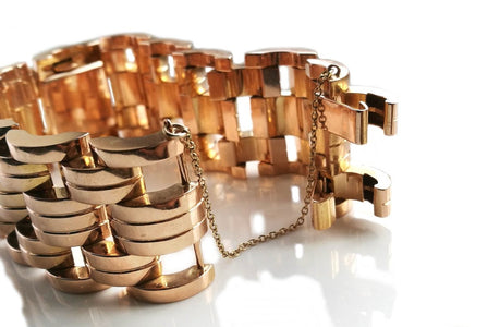 Vintage 1940s Bucherer Diamond Tank Bracelet Watch in 18k Rose Gold - Bloomsbury Manor Ltd
