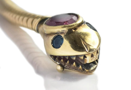 Vintage 1940s Tubogas Tourmaline & Sapphire Snake Ouoboros Bracelet - Bloomsbury Manor Ltd