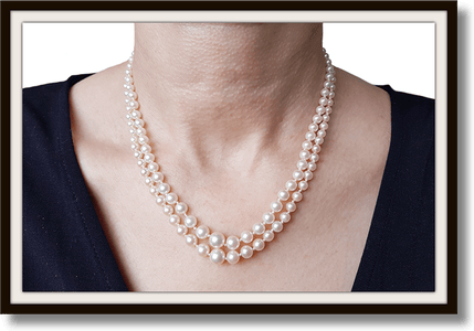 Vintage 1950s 2 strand 16in Graduated 7.43mm to 3.88mm Hand Knotted Cultured Akoya Pearl necklace 9k gold clasp rose cut diamond - Bloomsbury Manor Ltd