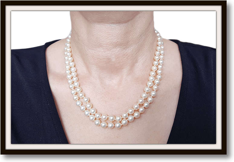 Vintage 1950s 2 Strand Akoya Cultured Pearl Hand Knotted Necklace 9k Gold & Platinum Rose Cut Diamond Clasp - Bloomsbury Manor Ltd