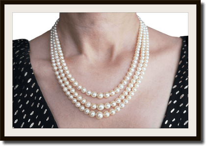 Vintage 1950s 3 Strand Graduated Retro Cultured Akoya Pearl Necklace with 18k Gold Clasp - Bloomsbury Manor Ltd