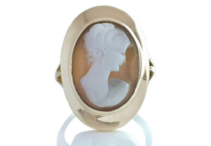 Vintage 1965 English 9ct Gold Cameo Ring - Bloomsbury Manor Ltd
