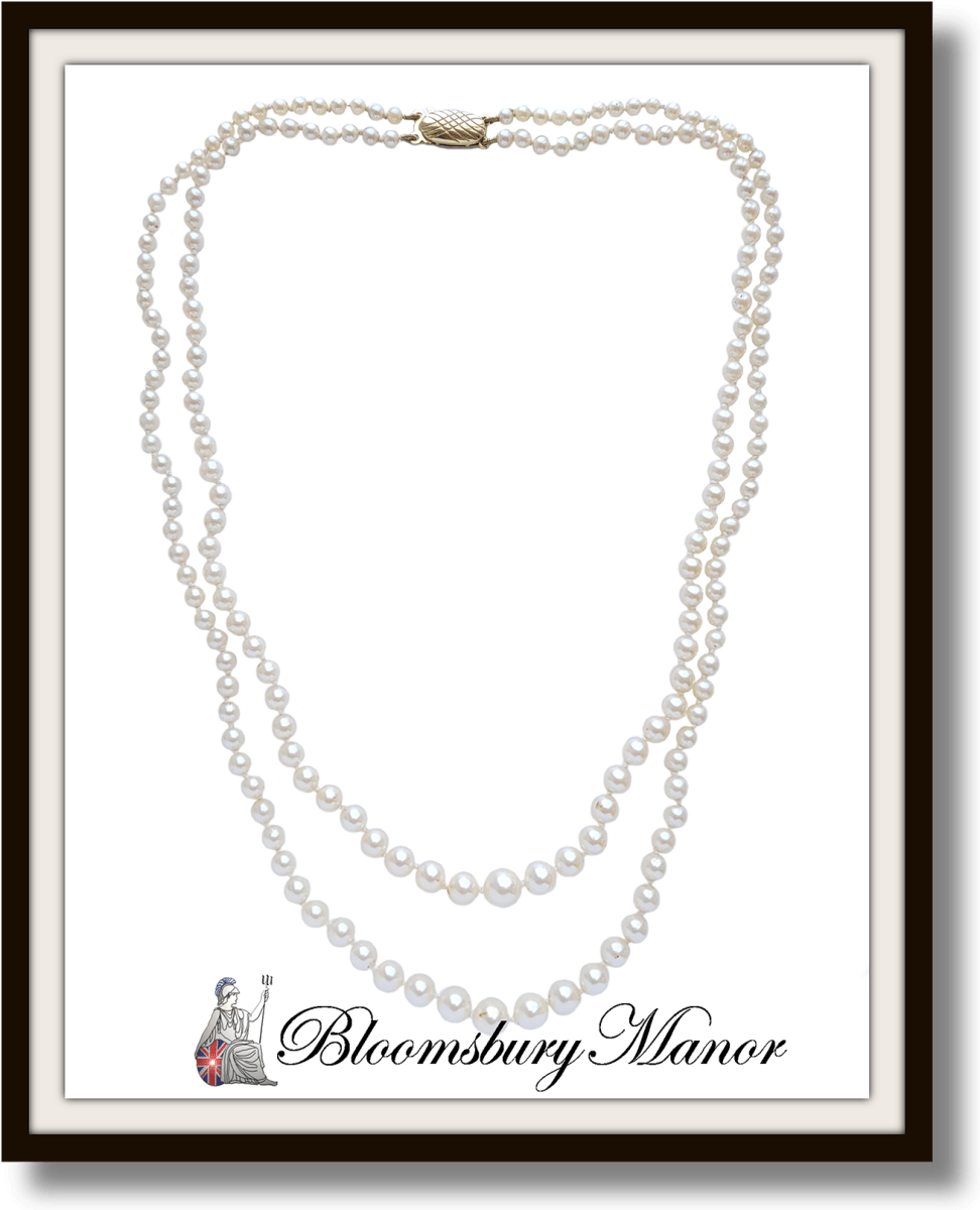 Vintage 1980s Akoya Cultured Pearl Graduated Hand - knotted Necklace 20in - Bloomsbury Manor Ltd