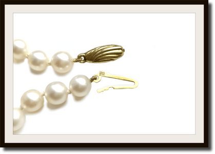 Vintage 1990s Cultured Hand Knotted Akoya Pearl Necklace 18k Clasp. - Bloomsbury Manor Ltd