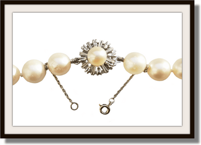 Vintage 7.8mm Cultured Akoya Pearl Hand - knotted Necklace with Pearl Clasp 23" - Bloomsbury Manor Ltd