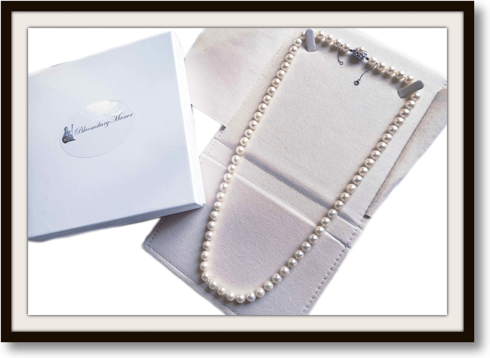 Vintage 7.8mm Cultured Akoya Pearl Hand - knotted Necklace with Pearl Clasp 23" - Bloomsbury Manor Ltd