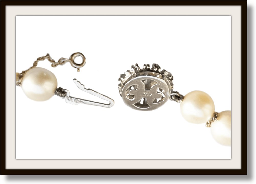 Vintage 7.8mm Cultured Akoya Pearl Hand - knotted Necklace with Pearl Clasp 23" - Bloomsbury Manor Ltd