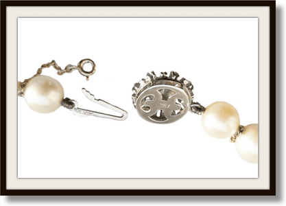 Vintage 7.8mm Cultured Akoya Pearl Hand - knotted Necklace with Pearl Clasp 23" - Bloomsbury Manor Ltd
