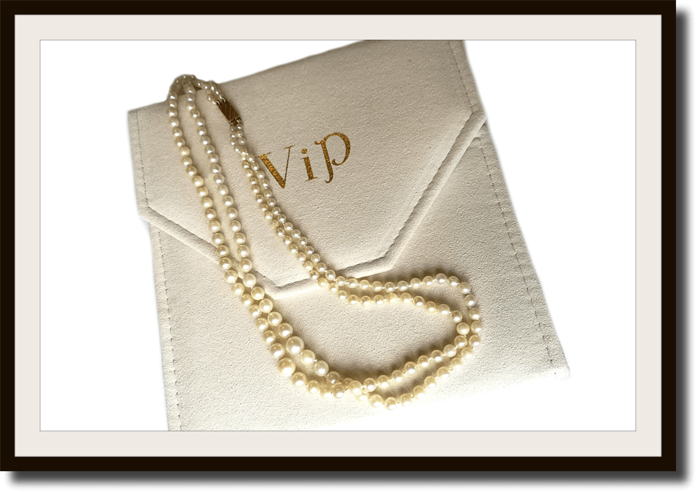 Vintage Akoya 18 inch Two Strand Knotted Graduated Cultured Pearl Necklace 18k Clasp - Bloomsbury Manor Ltd