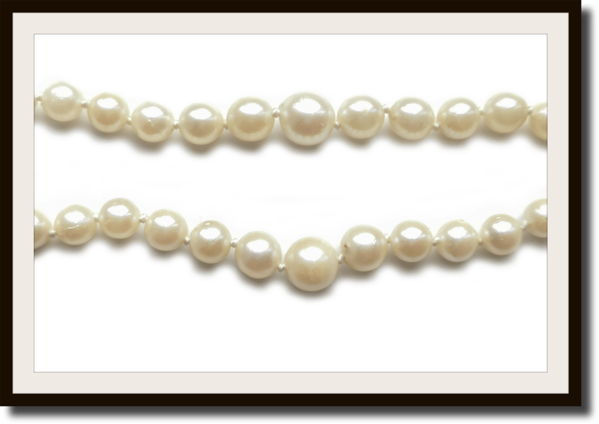 Vintage Akoya 18 inch Two Strand Knotted Graduated Cultured Pearl Necklace 18k Clasp - Bloomsbury Manor Ltd