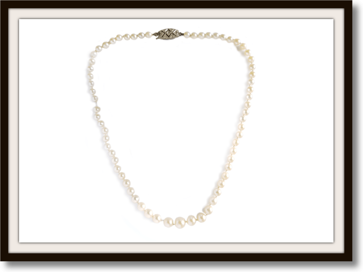 Vintage Akoya Cultured Pearl Hand Knotted Graduated Necklace Rose Cut Diamond Clasp 18in - Bloomsbury Manor Ltd