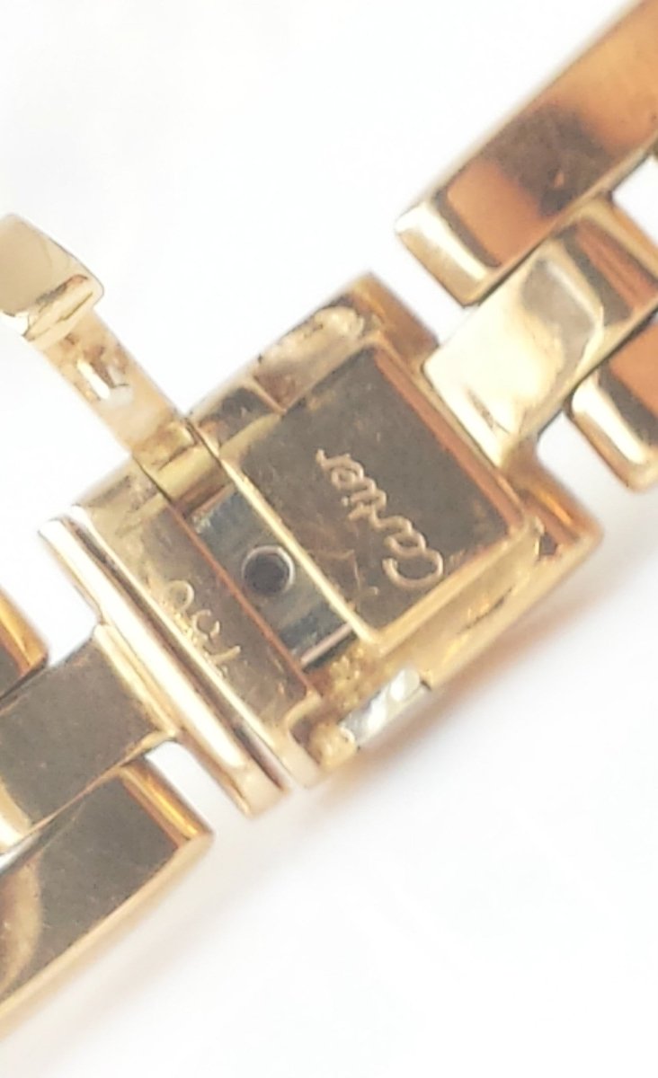 Vintage Cartier 18k Yellow Gold Maillon Panthere 3 - Row Necklace with Emerald Eyes - Bloomsbury Manor Ltd