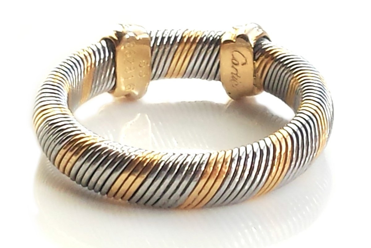Vintage Cartier 1980s 18k Yellow Gold & Steel Ring - Bloomsbury Manor Ltd