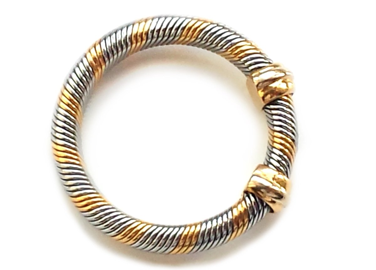 Vintage Cartier 1980s 18k Yellow Gold & Steel Ring - Bloomsbury Manor Ltd