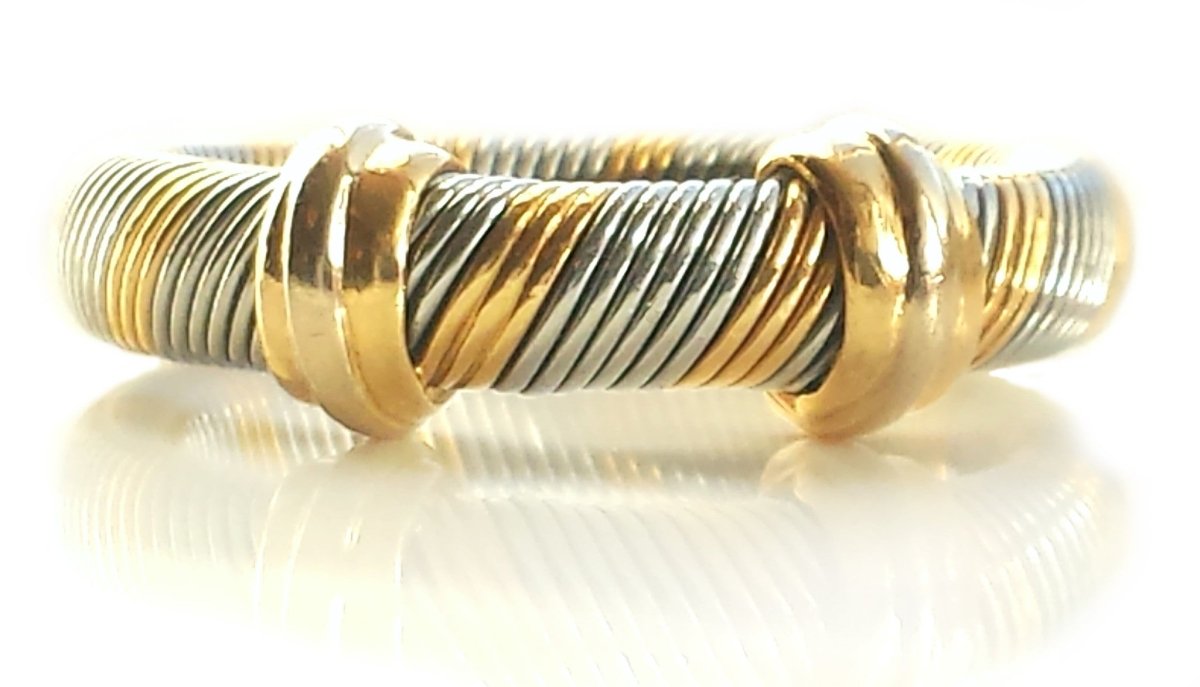 Vintage Cartier 1980s 18k Yellow Gold & Steel Ring - Bloomsbury Manor Ltd