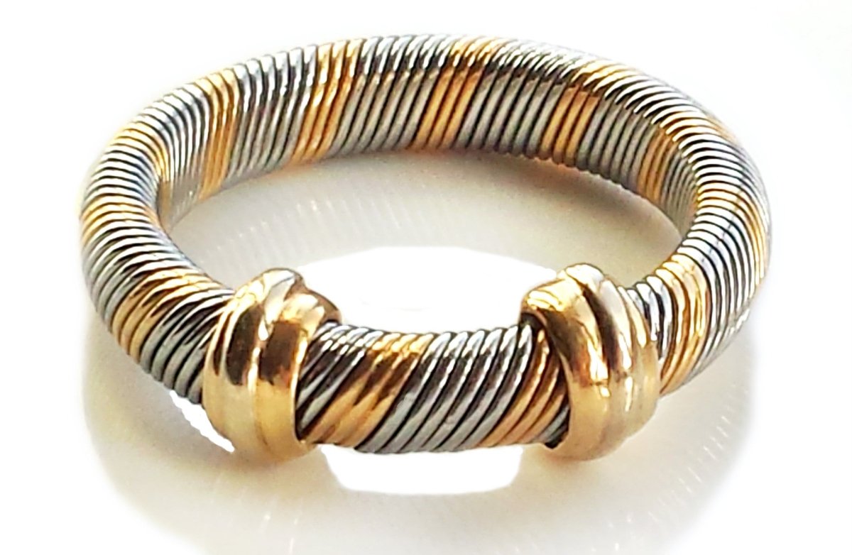 Vintage Cartier 1980s 18k Yellow Gold & Steel Ring - Bloomsbury Manor Ltd