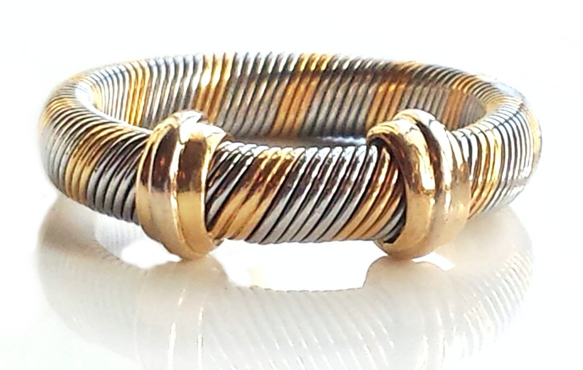 Vintage Cartier 1980s 18k Yellow Gold & Steel Ring - Bloomsbury Manor Ltd