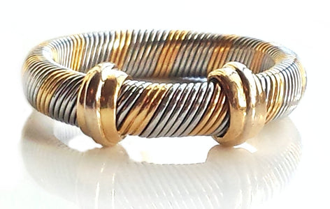 Vintage Cartier 1980s 18k Yellow Gold & Steel Ring - Bloomsbury Manor Ltd