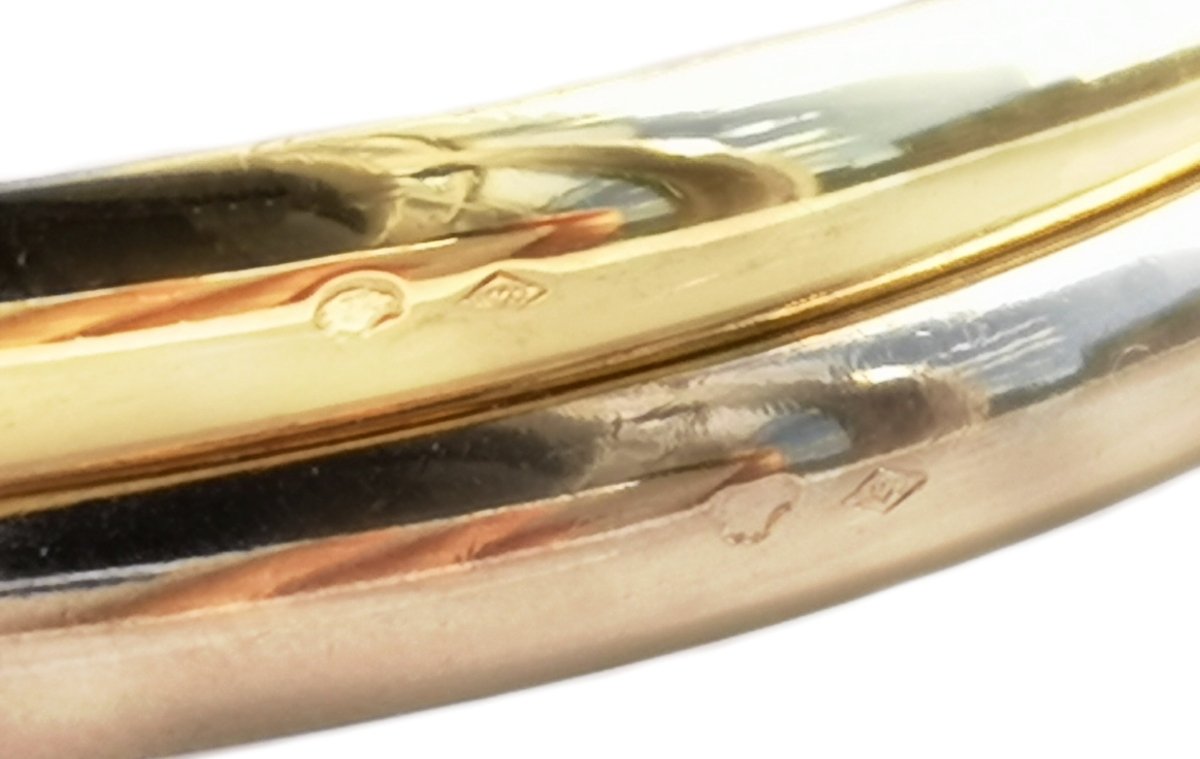 Vintage Cartier 4.5mm 18k Gold Trinity Bangle, Size 19 - Bloomsbury Manor Ltd
