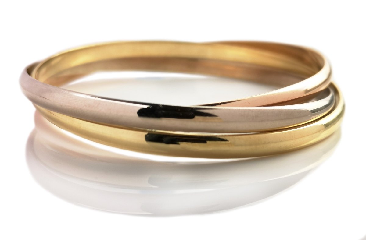 Vintage Cartier 4.5mm 18k Gold Trinity Bangle, Size 19 - Bloomsbury Manor Ltd
