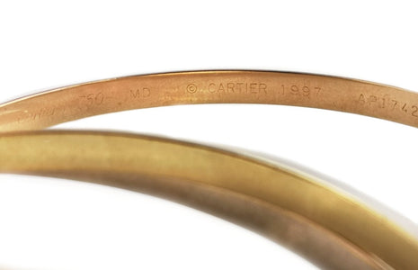Vintage Cartier 4.5mm 18k Gold Trinity Bangle, Size 19 - Bloomsbury Manor Ltd