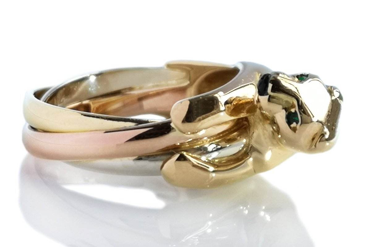 Vintage Cartier Trinity Panthere Emerald & 18K Gold Ring | Premium ...