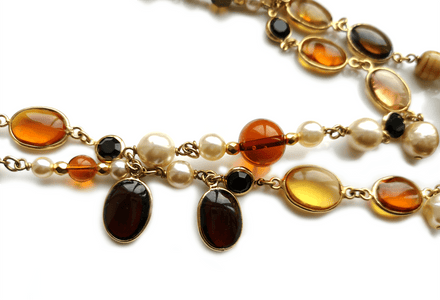 Vintage Chanel Tiger's Eye & Faux Pearl Sautoir Necklace - Bloomsbury Manor Ltd