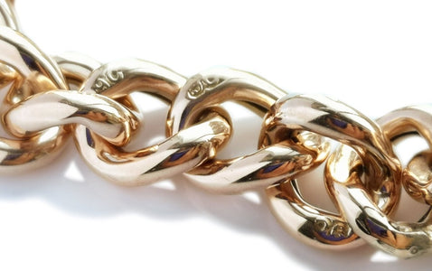 Vintage English 9k Rose Gold Curb Chain Heart Padlock Bracelet - Bloomsbury Manor Ltd
