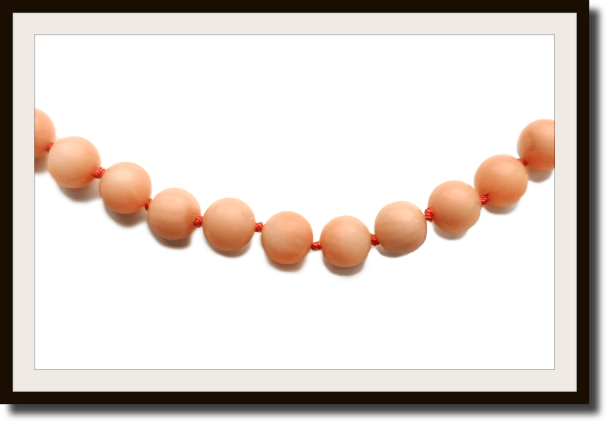 Vintage Genuine Angel Skin Round Bead Coral Necklace - Bloomsbury Manor Ltd