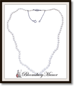 Vintage Pearl Graduated Hand knotted 18in Cultured Akoya Pearl Necklace 9K Gold Clasp - Bloomsbury Manor Ltd