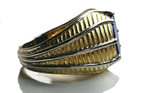 Vintage Tiffany & Co. Schlumberger Mens Lapis Lazuli & 18k Yellow Gold Ring, Size T - Bloomsbury Manor Ltd